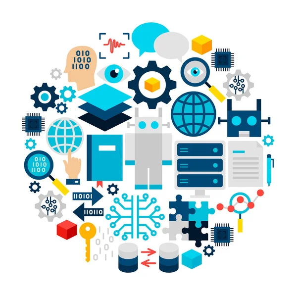 Círculo de ícones de robótica —  Vetores de Stock