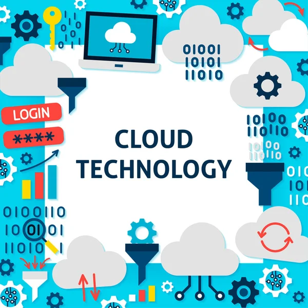 Cloud Technology Paper Template — Stock Vector
