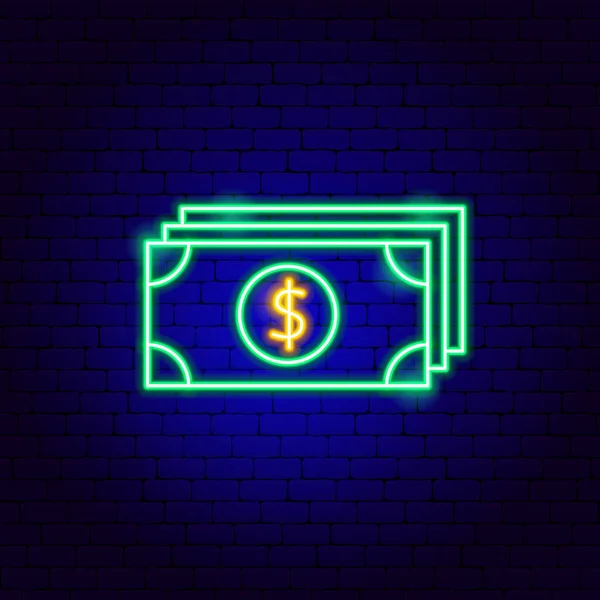 Neonový znak dolarových bankovek — Stockový vektor