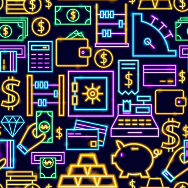 Money Neon fără sudură model — Vector de stoc