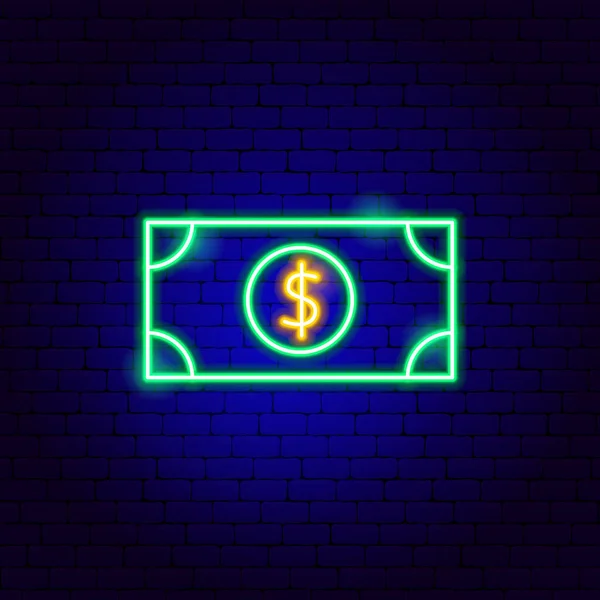 Dollarsedel Neon Sign — Stock vektor