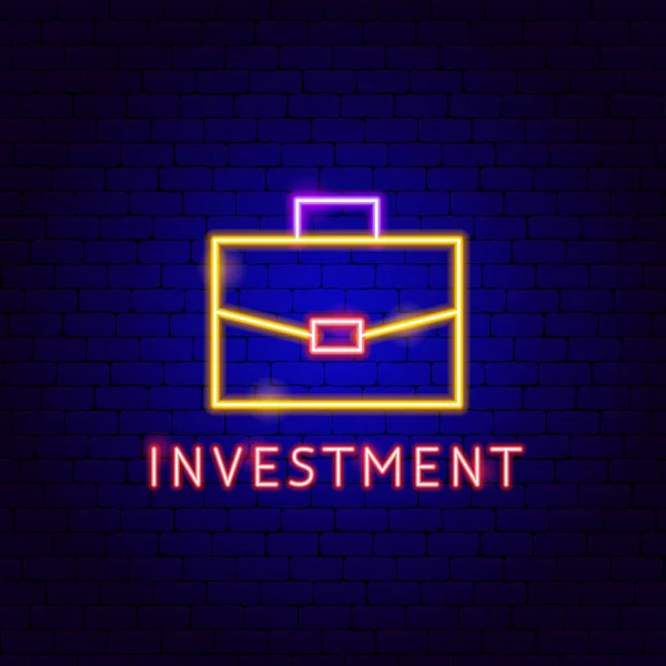 Etiqueta de néon de investimento — Vetor de Stock