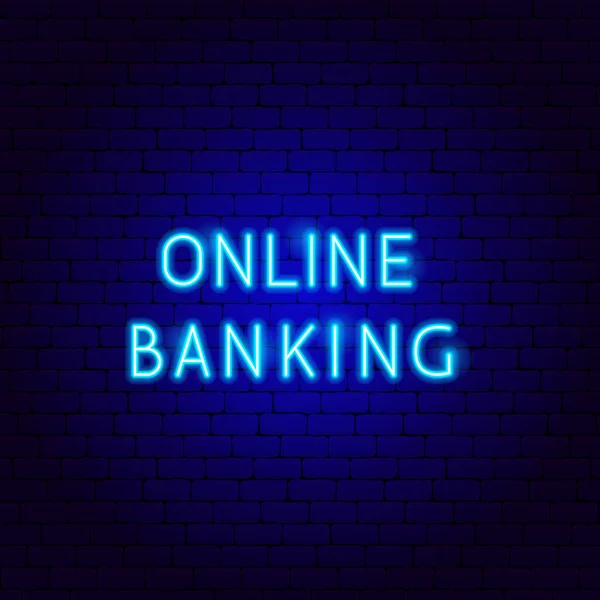 Texto de néon bancário online —  Vetores de Stock