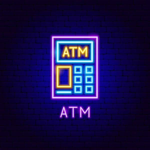 Rótulo de néon ATM —  Vetores de Stock