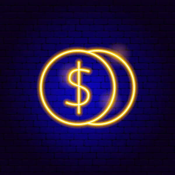 Münzen Dollar Leuchtreklame — Stockvektor