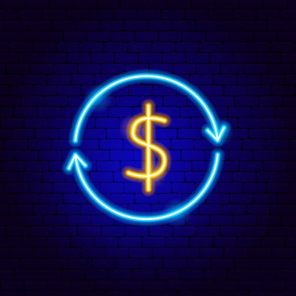 Dollar Arrow Neon Sign — Stock Vector