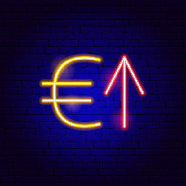 Euro Up Sinal de néon —  Vetores de Stock