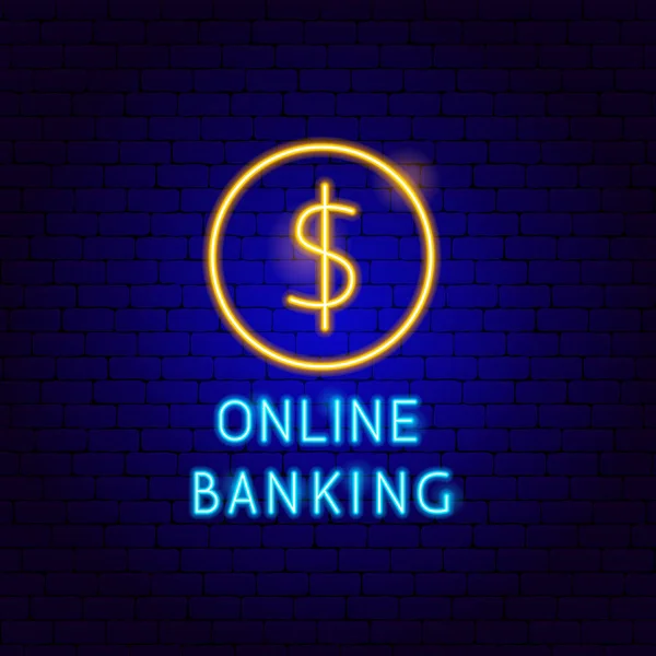 Etiqueta de néon bancário online —  Vetores de Stock