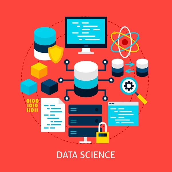 Veri Bilimi Düz Kavramı — Stok Vektör