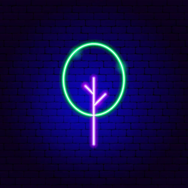 Round Tree Neon Sign — Stock Vector