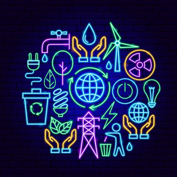 Énergie verte Neon Concept — Image vectorielle