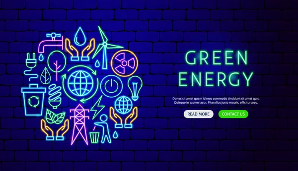 Projeto de bandeira de néon de energia verde —  Vetores de Stock