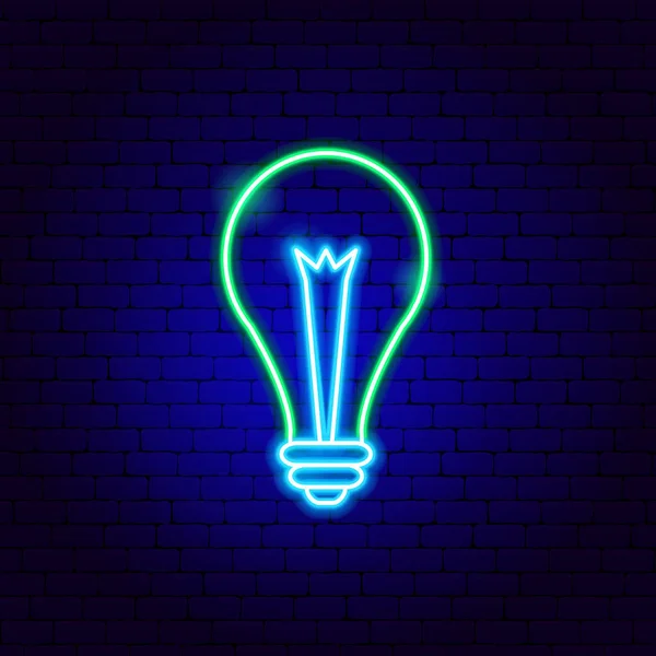 Green Electric Lamp Neon Sign — ストックベクタ