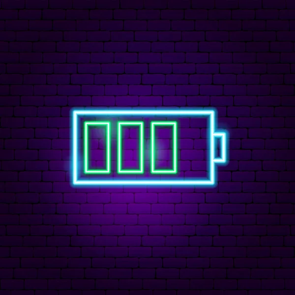 Green Battery Neon Sign — Stock Vector