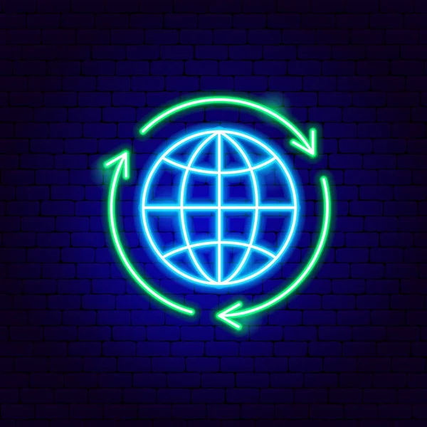Wereldwijde recycling Neon Sign — Stockvector