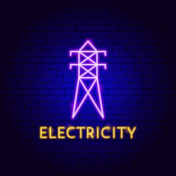 Électricité Étiquette néon — Image vectorielle
