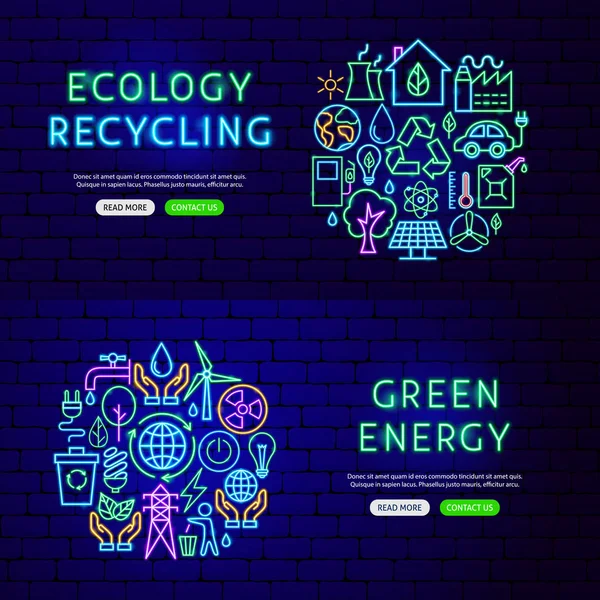 Banners de reciclaje de ecología — Vector de stock