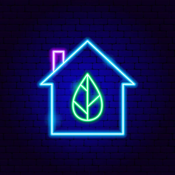 Značka Eco House Neon — Stockový vektor