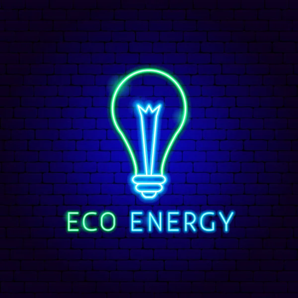 Etiqueta de neón Eco Energy — Archivo Imágenes Vectoriales