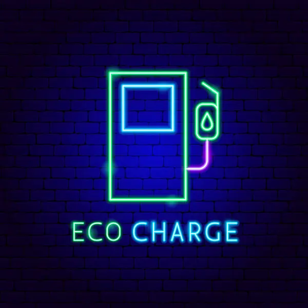 Eco Charge Étiquette néon — Image vectorielle