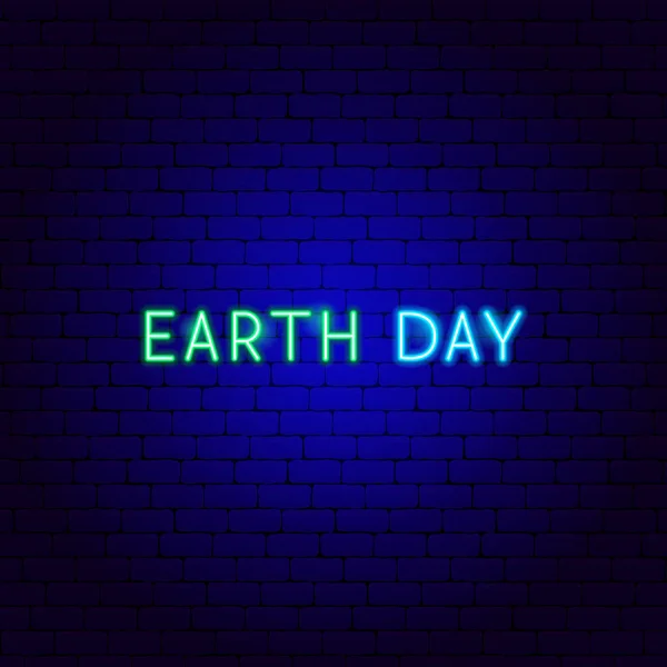 Jour de la Terre Texte au néon — Image vectorielle