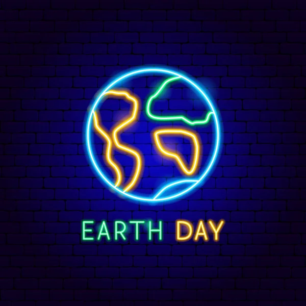 Earth Day Neon Etikett — Stockvektor