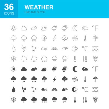 Hava Çizgisi Web Kabartma Simgeleri