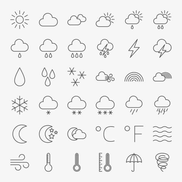 Icônes de ligne météo ensemble — Image vectorielle