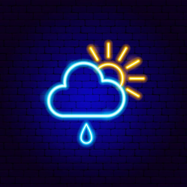 Zonnewolk Regen Neon Teken — Stockvector