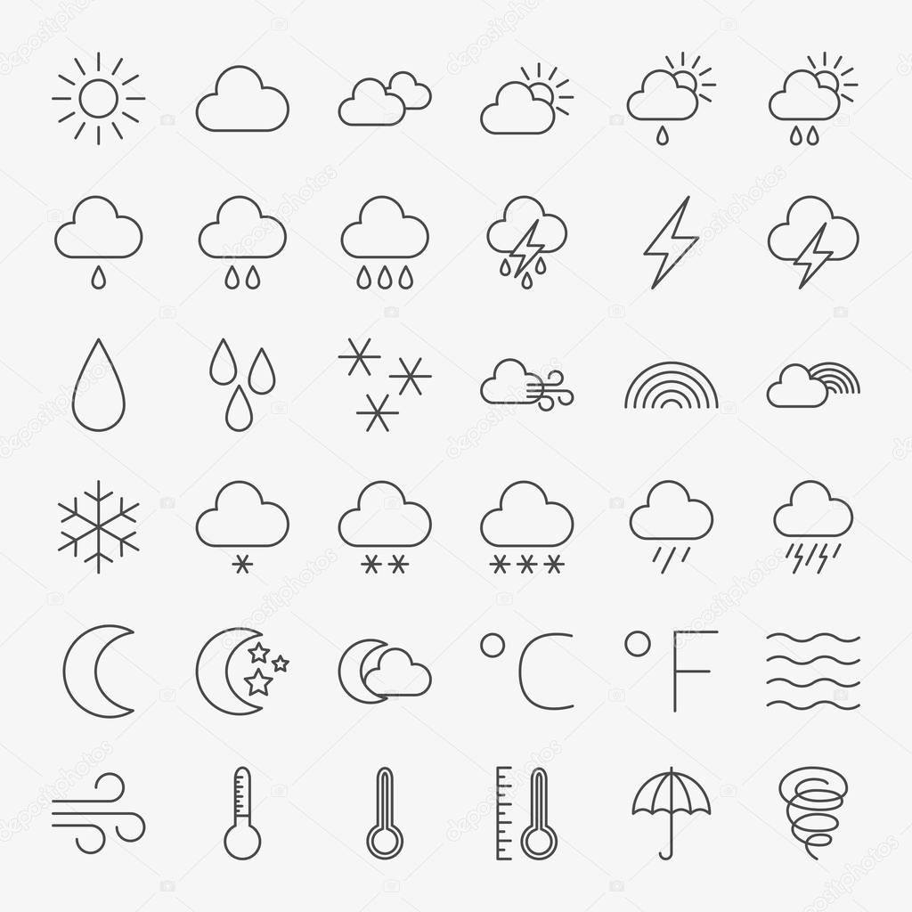 Weather Line Icons Set