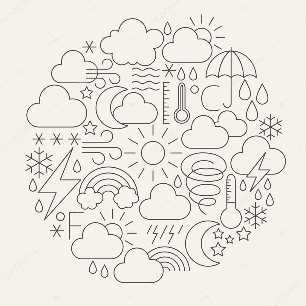 Weather Line Icons Circle