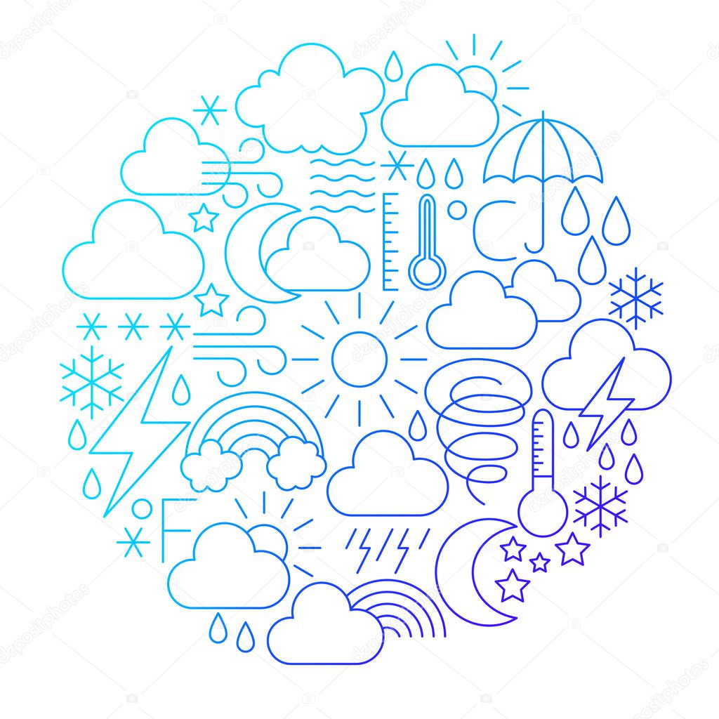 Weather Line Icon Circle Design