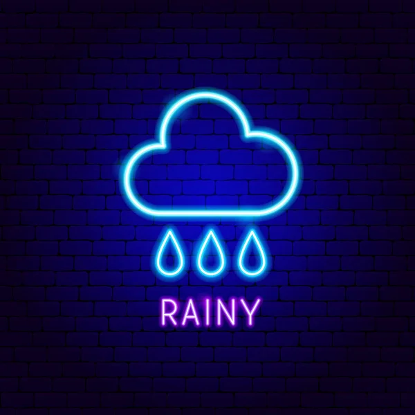 Rainy Neon Label — Stock Vector