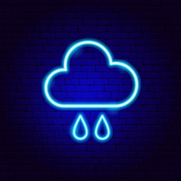 Regniga moln släppa Neon Sign — Stock vektor