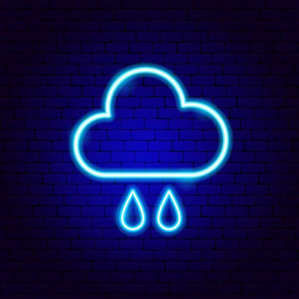 Nuage pluvieux Drop Neon Sign — Image vectorielle