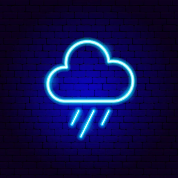 Regn moln neon tecken — Stock vektor