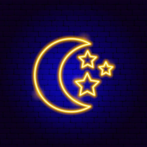 Noite Estrelas da Lua Sinal de néon — Vetor de Stock