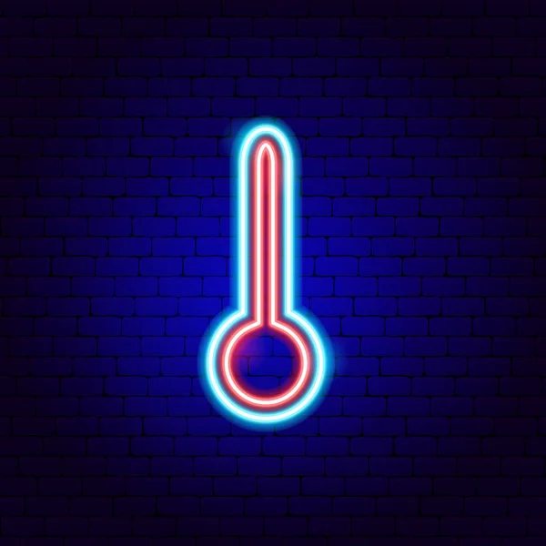 Hot Thermometer Neon Sign — Stock Vector