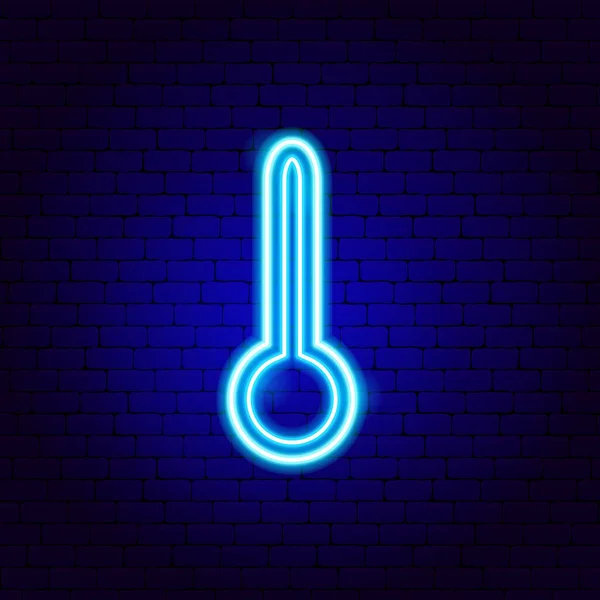 Cold Thermometer Neon Sign — Stock Vector