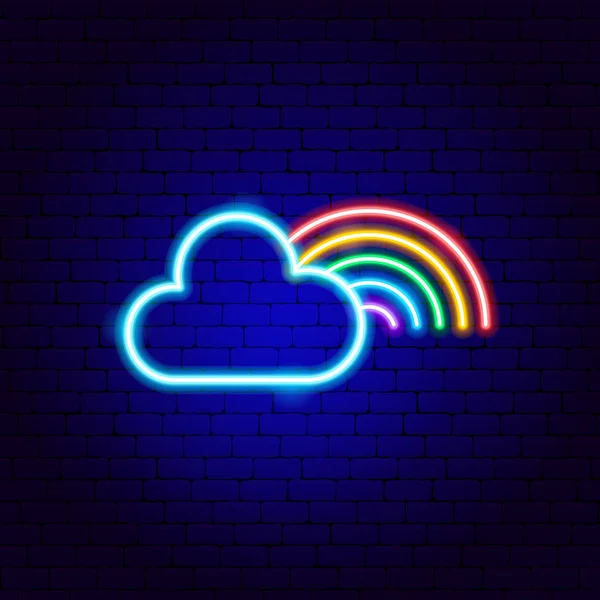 Nube arco iris signo de neón — Archivo Imágenes Vectoriales