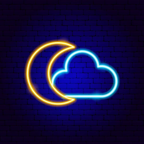 Nuvola Luna Neon segno — Vettoriale Stock