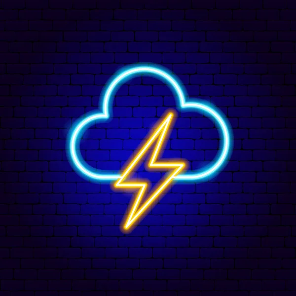 Cloud Lightning Neon Sign — Stock Vector