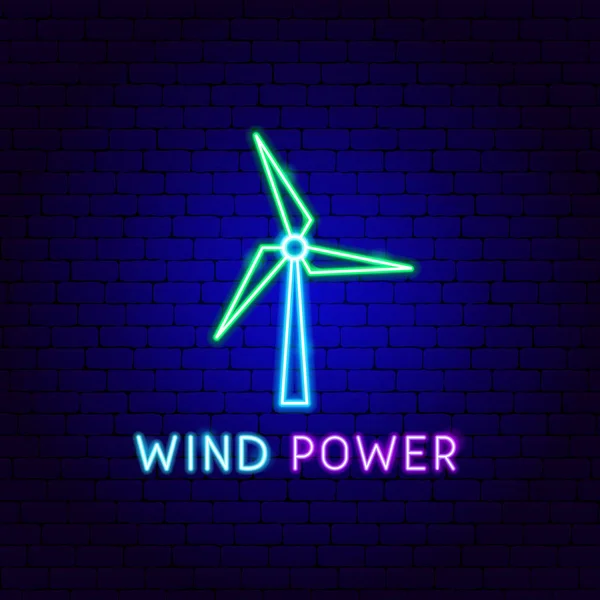 Étiquette néon énergie éolienne — Image vectorielle