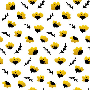 Altın Siyah Çiçek Kusursuz Desen