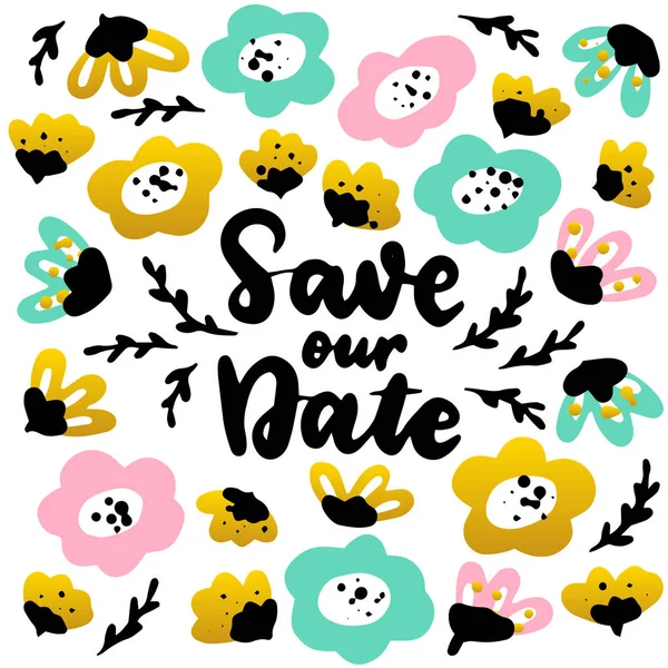 Save the Date Handwritten Postcard — 스톡 벡터