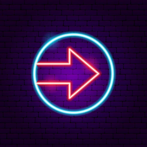 Circle Arrow Neon Sign — 스톡 벡터