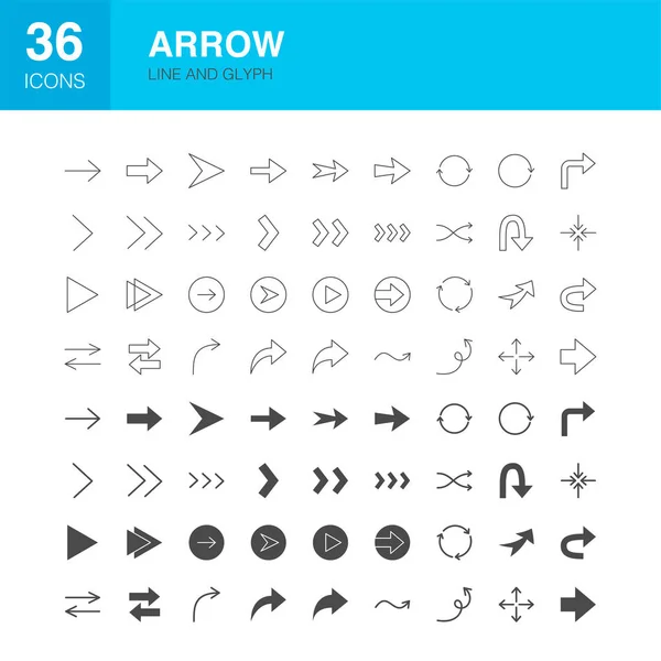 Arrow Line Web Glyphh Icons — стоковый вектор