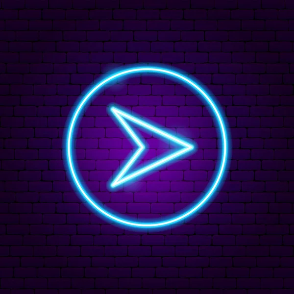 Arrow in Circle Neon Sign — 스톡 벡터
