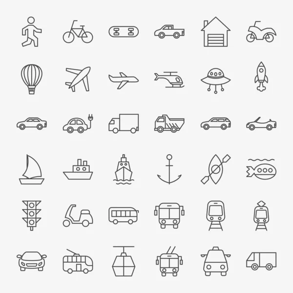 Ensemble d'icônes de ligne de transport — Image vectorielle