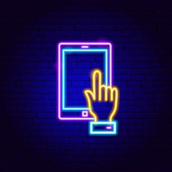 Tablet Touch Neon Sign — 스톡 벡터